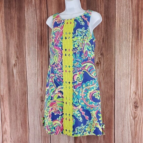 Lilly Pulitzer Size 2 Delia Shift Dress Toucan Play Cotton Colorful Floral Bows - Picture 2 of 16
